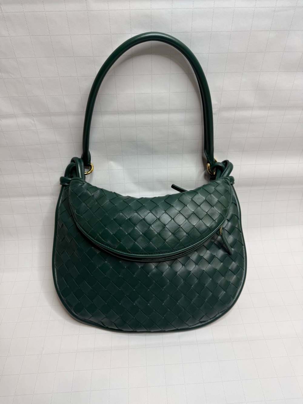 Bottega Veneta Forest Green Intrecciato Leather Shoulder Bag